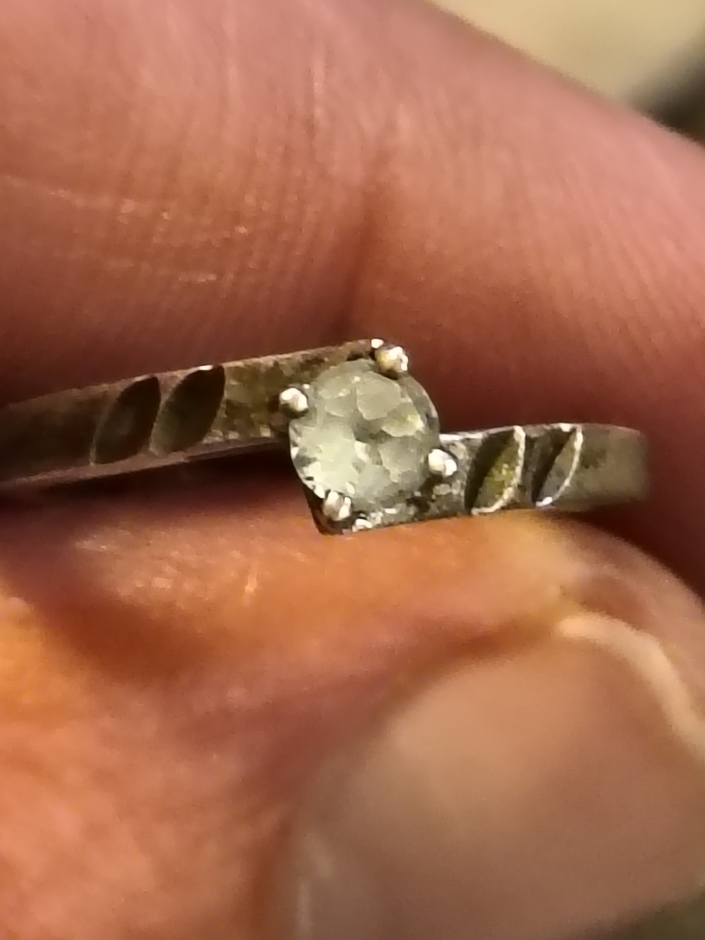 Vintage Sterling Silver Light Blue Topaz Gemstone Solitaire Ring Size 6 Signed